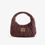 Miu Miu Wander matelassé nappa leather hobo bag - Burgundy