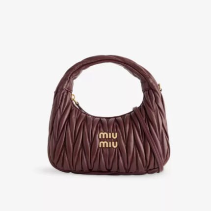 Miu Miu Wander matelassé nappa leather hobo bag - Burgundy