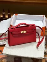 Hermes Kelly Mini 1st Kelly Pochette Generation Epsom Palm Leather-Red - Image 3