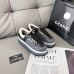 Chanel 25SS Top Luxury Embroidered Thick Loafers-Grey