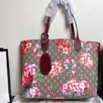 Gucci GG Monogram Blooms Medium Reversible Tote Beige Multicolor Dry Rose - Bag