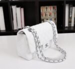 Chanel Classic Double Flap Bag White Silver Hardware - Bag - Image 3