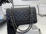 Chanel Classic Flag Bag Medium Classic Double Flap Bag SO Black Crumpled Calfskin Silver Hardware - Bag - Image 10