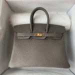 Hermes Birkin Togo Retourne Bag Golden Hardware-Light Grey Bag - Image 5