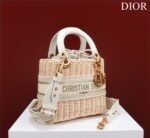 Christian Dior Lady Dior Natural Wicker and Blue Dior Oblique Jacquard Handbag - Bag - Image 2