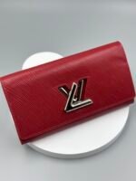 Louis Vuitton Red Epi Leather Twist Wallet - Silver - Image 3