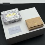 Dior Caro Montaigne Glycine Wallet-Apricot Leather Wallet - Image 4