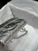 Chanel Silver Metallic Calfskin Quilted Flap Chain Waist Bag - Image 4