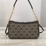 Tory Burch Navy Blue Monogram Jacquard Studio Shoulder Bag - Image 4