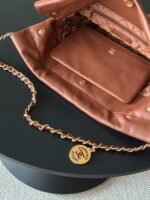 [TOP]CHANEL 22 HANDBAG Shiny Calfskin & Silver-Tone Dark Brown Bag - Image 8