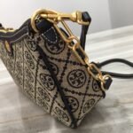 Tory Burch Navy Blue Monogram Jacquard Studio Shoulder Bag - Image 8