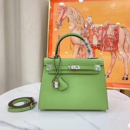 Hermes Kelly Haze Dark Green Silver Hardware - Bag