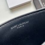 Saint Laurent CASSANDRE MATELASSÉ card case in lambskin -Black and Silver Wallet - Image 9
