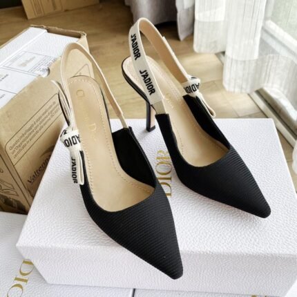 Dior J'Adior Slingback Pump Black Technical Fabric-Shoes