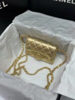 Chanel Gold Metallic Calfskin Quilted Flap Chain Waist Bag - Image 3