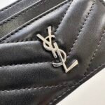 Saint Laurent CASSANDRE MATELASSÉ card case in lambskin -Black and Silver Wallet - Image 7