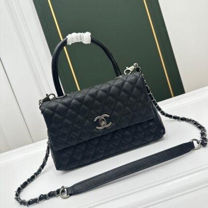 Chanel Mini Coco Handle Flap Black With Silver Hardware - Bag