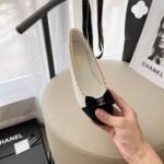 Chanel Calfskin Patent Calfskin Ballet Flats Vntage White- Shoes - Image 3