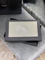 SAINT LAURENT Uptown  POUCH IN CROCODILE-EMBOSSED SHINY LEATHER WHITE-GOLD HARDWARE - Bag - Image 8