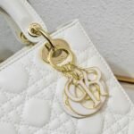 Dior Small Lady Dior Bag White Cannage Calfskin Golden and White Paint Hardware - Bag - Image 6
