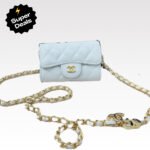 Chanel White Metallic Calfskin Quilted Flap Chain Waist Bag