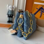 Louis Vuitton Coussin Dark Blue Denim Color Small Handbag Gold Hardward - Image 7