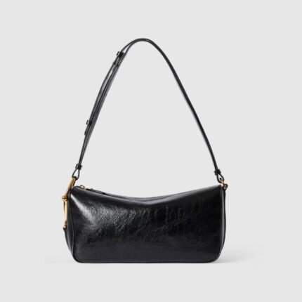 Gucci Half Horsebit Shoulder Black soft glossy leather Medium - Bag
