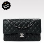 Chanel Classic Flag Bag Medium Classic Double Flap Bag SO Black Crumpled Calfskin Silver Hardware - Bag