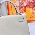Hermes Kelly Haze White Silver Hardware - Bag - Image 9