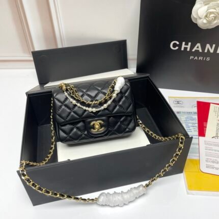 Chanel 17c Ivory Caviar Rectangle Mini Gold Hardware - Bag