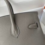 Hermes Birkin Togo Retourne Bag Golden Hardware-Light Grey Bag - Image 9