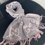 Gucci Gray and Pink Cashmere Scarf