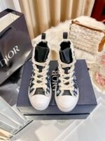 Dior New Embroidered Black Blue High Top Shoes - Image 5