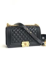 Chanel Boy Flap Quilted Calfskin Gold-tone New Medium Black - Image 2