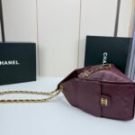CHANEL 25 Small Handbag Grained Calfskin & Gold-Tone Metal Burgundy -Bag - Image 7