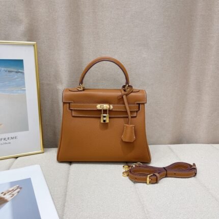 Kelly Togo Cowhide Leather Gold Buckle-Gold Palm