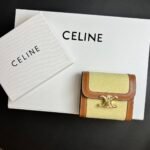 Celine Arcadia Tri-Fold Black Leather Wallet- Brownish White Wallet - Image 2