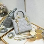 Dior Mini Lady Dior Bag Grey Cannage Calfskin - Bag