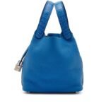 Hermes Clemence Picotin Lock Bag Silver Hardware-Blue Bag - Image 5
