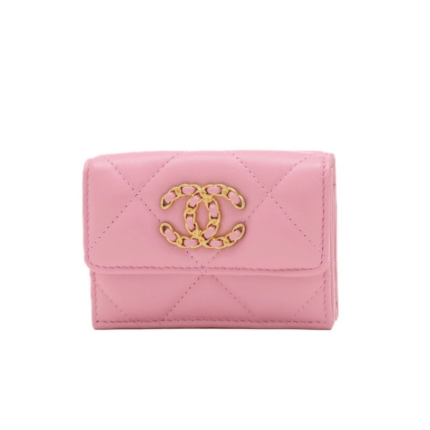 Chanel 19-Flap Card Holder - Pink