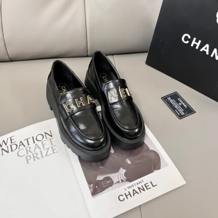 Chanel Alphabet Buckle Loafers-Black