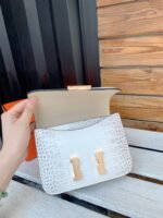 Hermes White Constance MM Crocodile Bag - Image 7