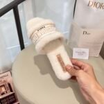 Dior Dway Shearling Flip Flops Golden Shoes - Image 6