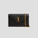 Saint Laurent YSL Cassandre Envelope- Black - Gold Metal