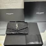 SAINT LAURENT  Grain De Poudre Monogram Uptown Chain Wallet Black-Silver hardware - Bag