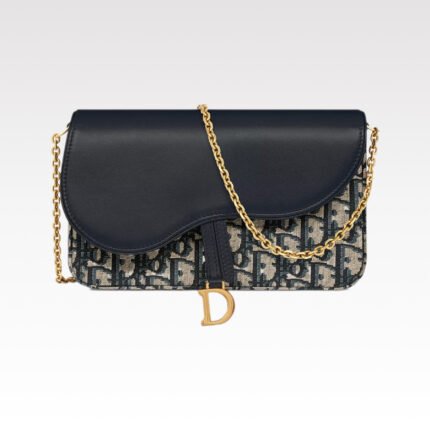 Dior Saddle Blue Chain Pouch Bag