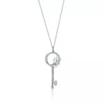 Tiffany Keys Tiffany Victoria® Diamond Vine Circle Key in Platinum Necklace