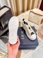 Dior New Embroidered White Low Top Shoes - Image 4