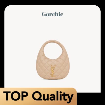 [TOP]Saint Laurent YSL IICARINO in quilted suede Hobo Bag - DARK BEIGE