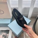 PRADA Glossy Patent Leather Triangle Labeled Loafers - Image 2